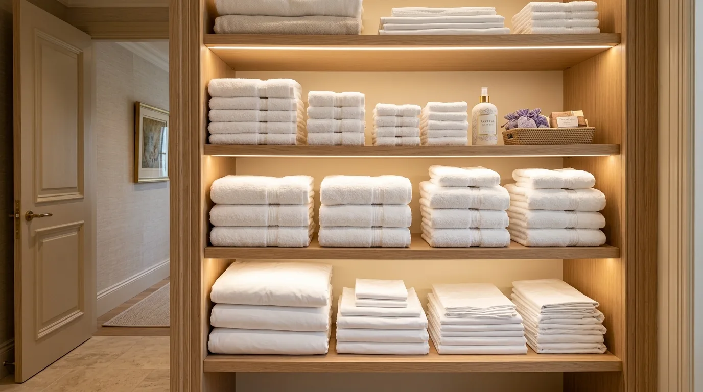 Finish with a closet that stays orderly longer inspiration for a linen closet.